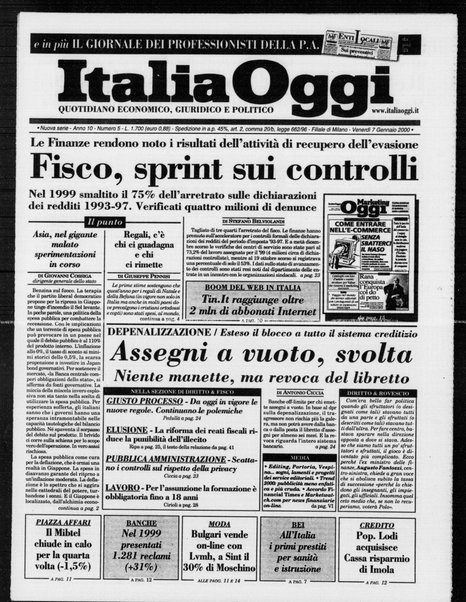 Italia oggi : quotidiano di economia finanza e politica